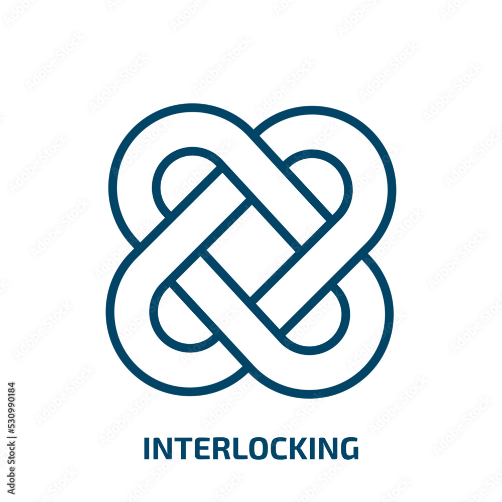 Poster interlocking icon from analytics collection. thin linear interlocking, circle, together outline icon