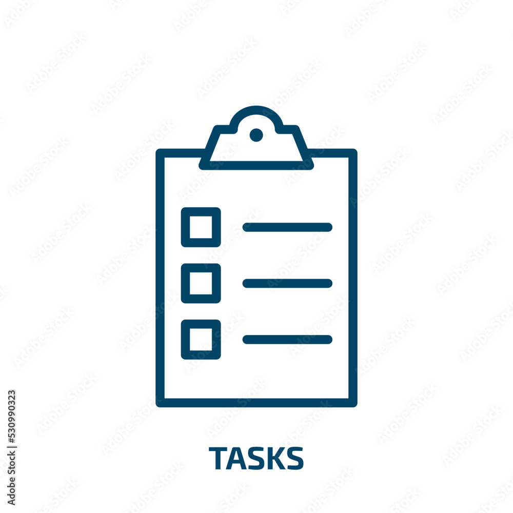 Poster tasks icon from time management collection. thin linear tasks, work, agreement outline icon isolated
