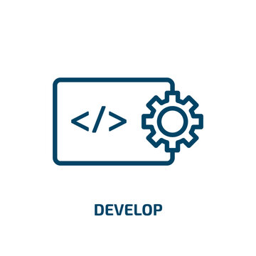 develop icon from time management collection. Thin linear develop, development, business outline icon isolated on white background. Line vector develop sign, symbol for web and mobile