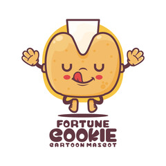 fortune cookie cartoon mascot. food vector illustration