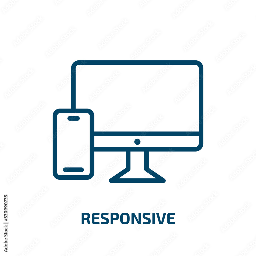 Poster responsive icon from strategy collection. thin linear responsive, computer, app outline icon isolate