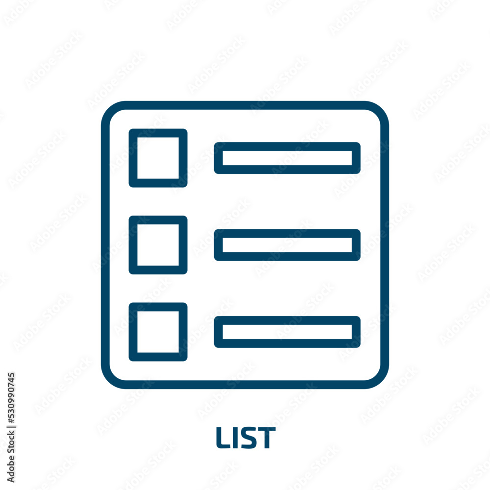 Poster list icon from strategy collection. thin linear list, note, document outline icon isolated on white 