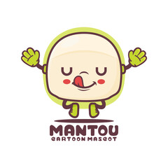 Mantou cartoon mascot. food vector illustration. isolated on a white background