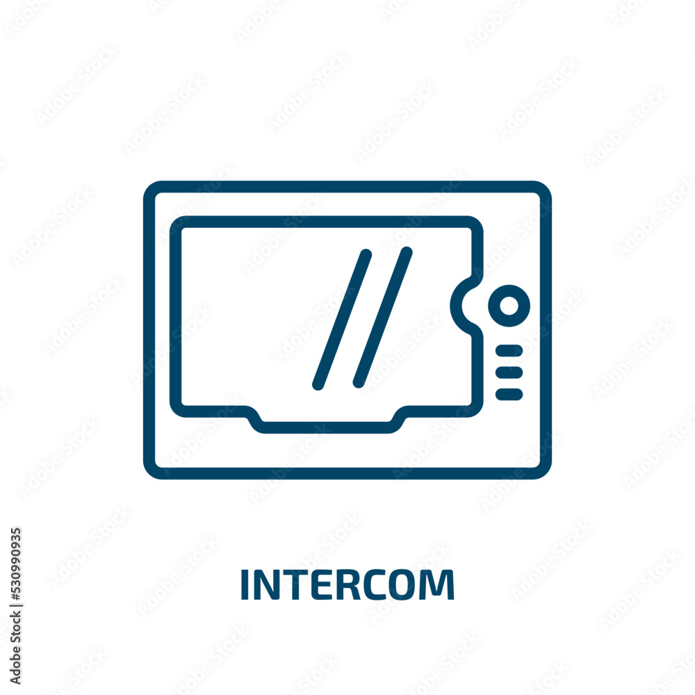 Poster intercom icon from smart home collection. thin linear intercom, home, internet outline icon isolated
