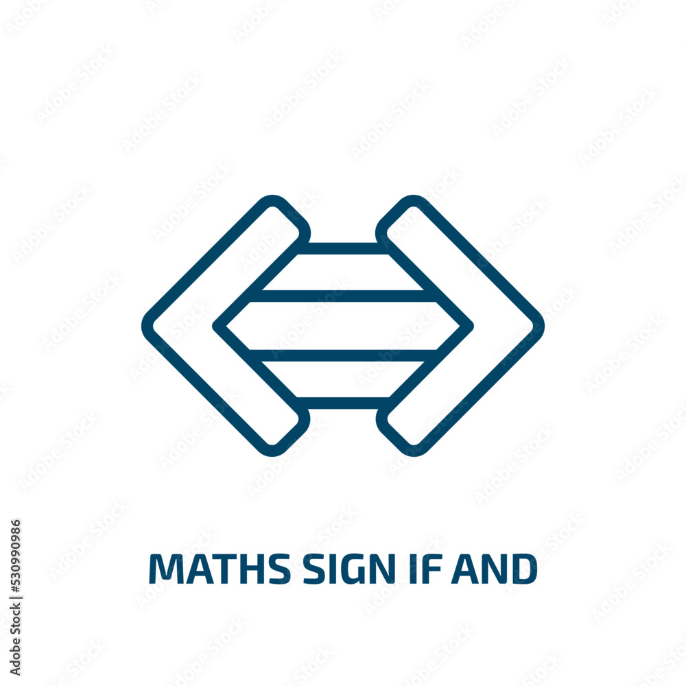 Poster maths sign if and icon from signs collection. thin linear maths sign if and, math, mathematics outli