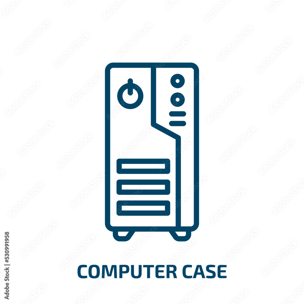 Poster computer case icon from hardware collection. thin linear computer case, computer, case outline icon 
