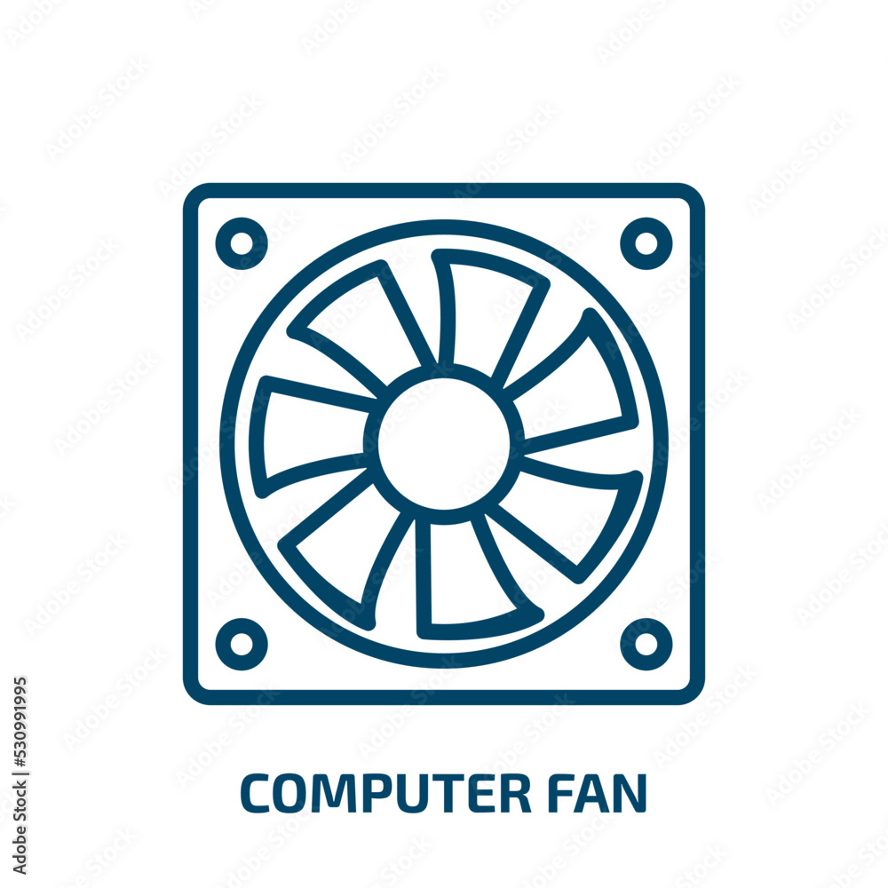 Poster computer fan icon from hardware collection. thin linear computer fan, fan, computer outline icon iso
