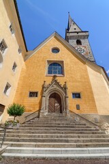 Fototapeta na wymiar The Ursuline Holy Saviour Church in Brunico. South Tyrol, Italy