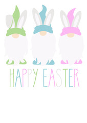Happy Easter svg. Gnomes in hats with bunny ears clipart