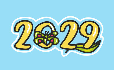 2029 Happy New Year logo text design. 2029 number design template. Brochure design template, card, banner.