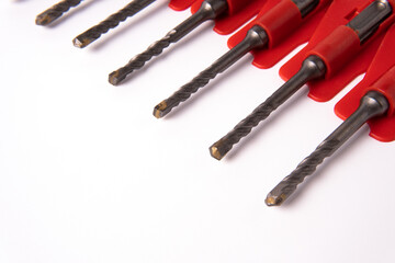 Drill bit for brick and concrete borer for perforator on a white background. industrial punchers.