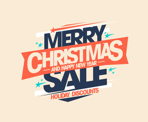 Christmas and New year sale, holiday discounts flyer design