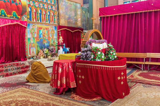 Interior Of Famous Debre Libanos, Debrelibanos Monastery In Ethiopia, Lying Northwest Of Addis Ababa In The Semien Shewa Zone, Oromia. Founded In The 13th Century, Ethiopia Africa