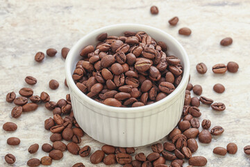 Roasted coffee bean in the bowl