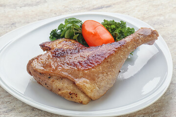 Roasted duck leg with orange sauce