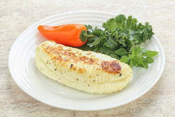 Roasted traditional cheese haloumi