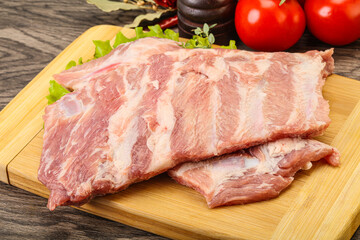 Raw pork ribs for cooking