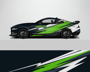 Fototapeta na wymiar Car wrap livery design Racing sport car background printable file.