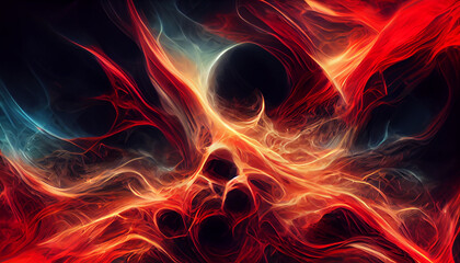 Halloween horror digital art abstract thief of red fire background