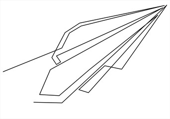 Continuous line drawing of paper airplane.business icon message illustration