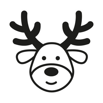 Vector Christmas logo design. Black and whiter Santas deer icon