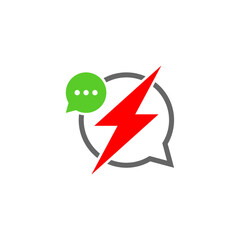 Thunder Chat Logo Design Template. Chat Fast logo concept vector. Creative Icon Symbol
