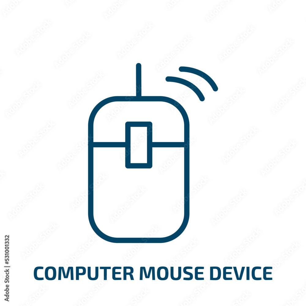 Poster computer mouse device icon from computer collection. thin linear computer mouse device, mouse, commu