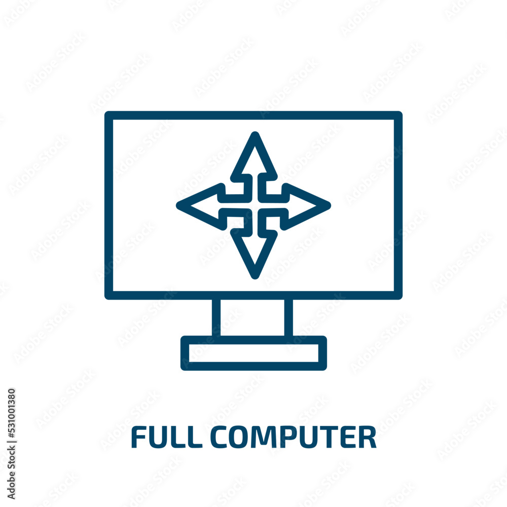 Poster full computer icon from computer collection. thin linear full computer, computer, full outline icon 
