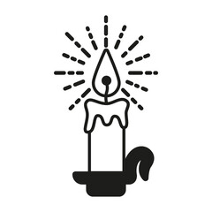 Vector logo design. Black and whiter burning candle icon