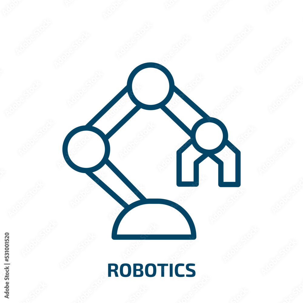 Poster robotics icon from computer collection. thin linear robotics, robot, innovation outline icon isolate