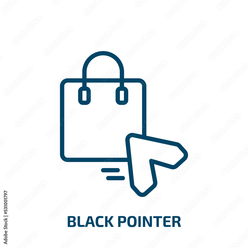 Poster black pointer icon from commerce collection. thin linear black pointer, pointer, app outline icon is