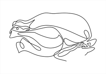 Chicken grill line-continuous line drawing