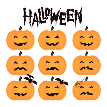 halloween pumpkins set vector design element