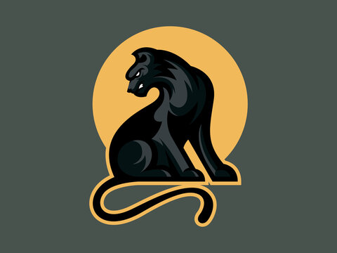 Black Cat Cartoon Mascot Illustration Logo Template