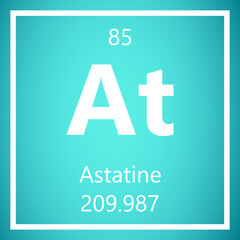 Astatine At Periodic Table of Elements, Atomic Mass Vector Illustration Molecule.