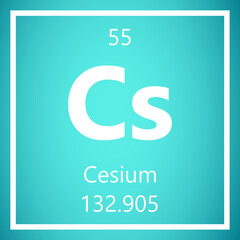Cesium Cs Periodic Table of Elements, Atomic Mass Vector Illustration Molecule.
