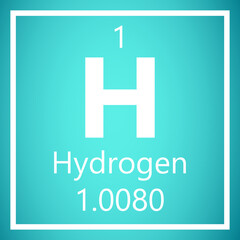Hydrogen H H2 Periodic Table of Elements, Atomic Mass Vector Illustration Molecule.
