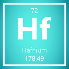 Fototapeta premium Hafnium Hf Periodic Table of Elements, Atomic Mass Vector Illustration Molecule. 