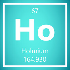 Holmium Ho Periodic Table of Elements, Atomic Mass Vector Illustration Molecule.
