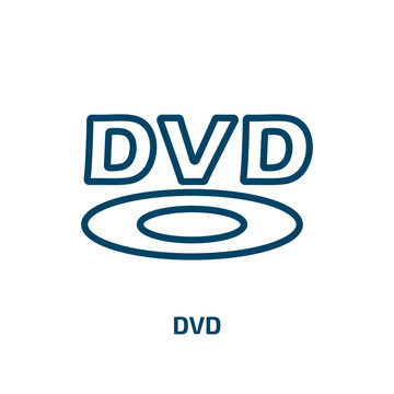 dvd logo icon from cinema collection. Thin linear dvd logo, dvd, media outline icon isolated on white background. Line vector dvd logo sign, symbol for web and mobile