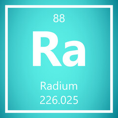Radium Ra Periodic Table of Elements, Atomic Mass Vector Illustration Molecule.
