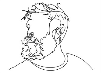 Continuous one line drawing of man portrait. Hairstyle. Fashionable men's style.
