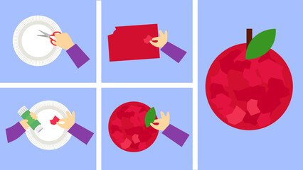 red paper apple and disposable plate