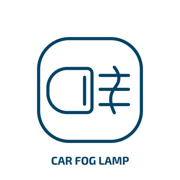 car fog lamp icon from car parts collection. Thin linear car fog lamp, car, fog outline icon isolated on white background. Line vector car fog lamp sign, symbol for web and mobile
