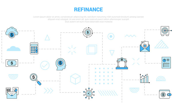 refinance concept with icon set template banner with modern blue color style