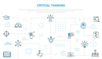 Fototapeta na wymiar critical thinking concept with icon set template banner with modern blue color style