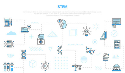 stem science technology engineering and math concept with icon set template banner with modern blue color style © teguhjatipras