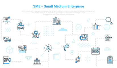 sme small medium enterprise concept with icon set template banner with modern blue color style