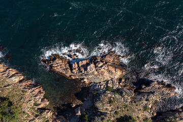 Aerial view to the beautiful rocky beach on the Bulgarian Black Sea coast