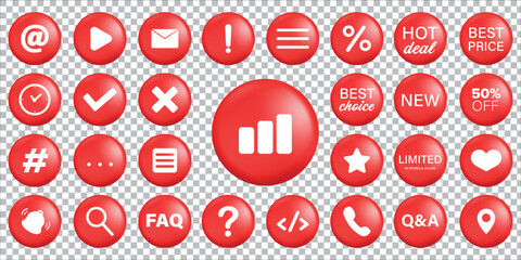 Red exclamation mark symbol and social media communication sign icon on alert danger problem. 3D vector design. 3D rendering.